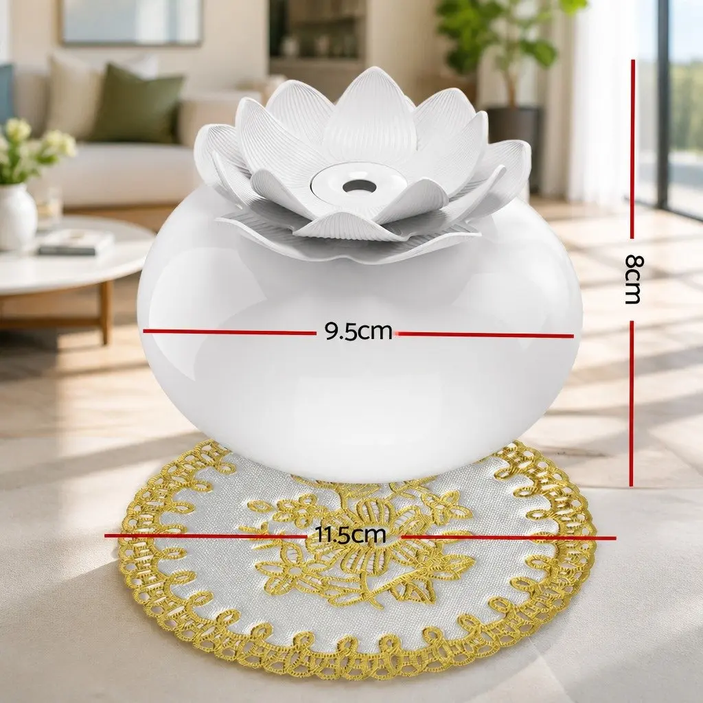 Aroma Diffuser for Home 200ml Lotus Ceramic White Ultrasonic Humidifier