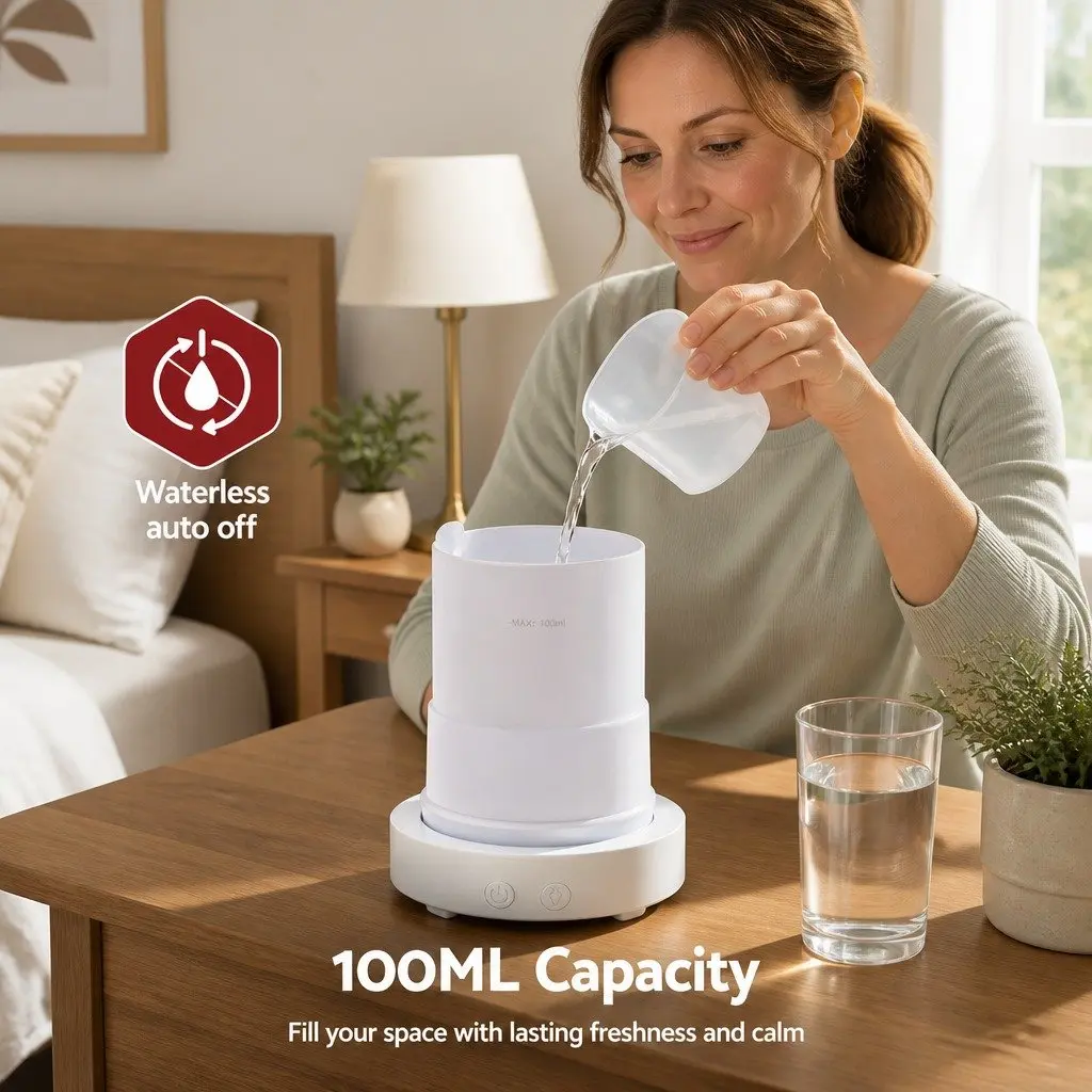 Aroma Diffuser Humidifier for Home 100ml with LED Night Light and Ultrasonic Technology