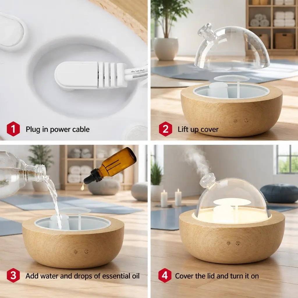 Aroma Diffuser for Home 200ml Glass Dome Ultrasonic Essential Oil Mist