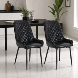 Black Dining Chairs Set of 2 with Ergonomic Design