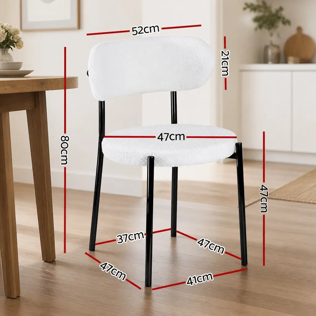 Dining Chairs Set of 4 Kitchen Dining White Sherpa Boucle Upholstered Furniture