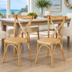 Dining Chairs: Rubber Wood Frame, Rattan Seat, 120kg Capacity