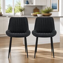 Dining Chairs Set of 2 with PU Leather and Metal Legs