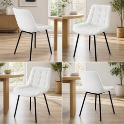 4 Beige Velvet Tufted Dining Chairs Specifications