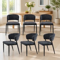 Specifications of 6 Charcoal Dining Chairs with Upholstery