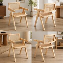 Specifications for Dining Chairs Set: 4 Wooden Rattan Seats