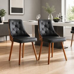Specifications of Black PU Leather Dining Chairs - Set of 2