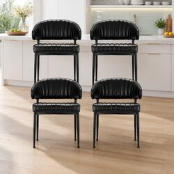Dining Chairs Set of 4 with Metal Frame and PU Leather