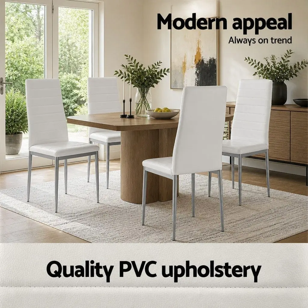 Dining Chairs Set of 4 Kitchen Dining PVC Seat White Grey