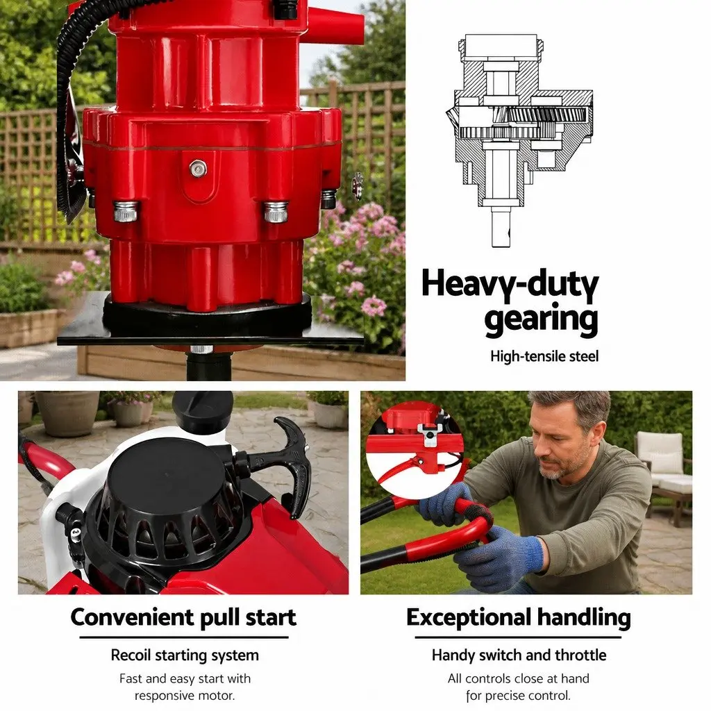 Post Hole Digger with 300mm Auger and 63cc Engine