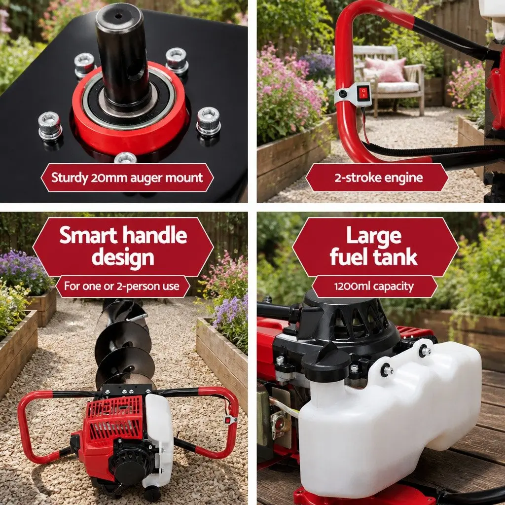 Post Hole Digger with 300mm Auger and 63cc Engine