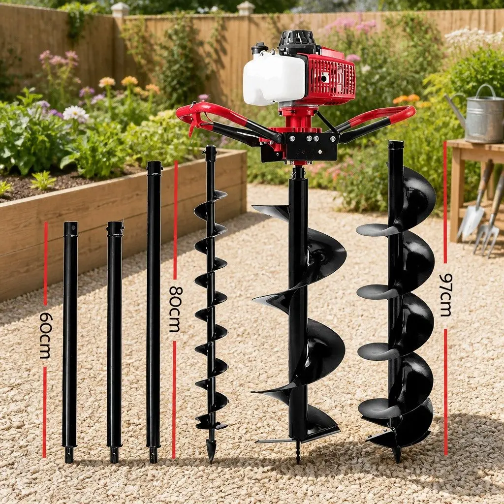 Post Hole Digger 63cc 2-Stroke Petrol Engine Auger Extension Kit Outdoor Power
