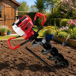 Post Hole Digger 200mm Petrol Powered Auger Drill Extension Bits One Two Person