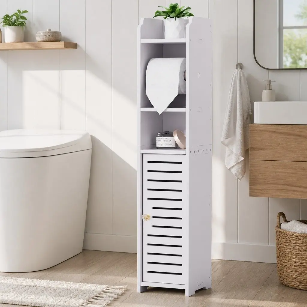 Bathroom Cabinet Storage Organizer 3 Tier Floor White