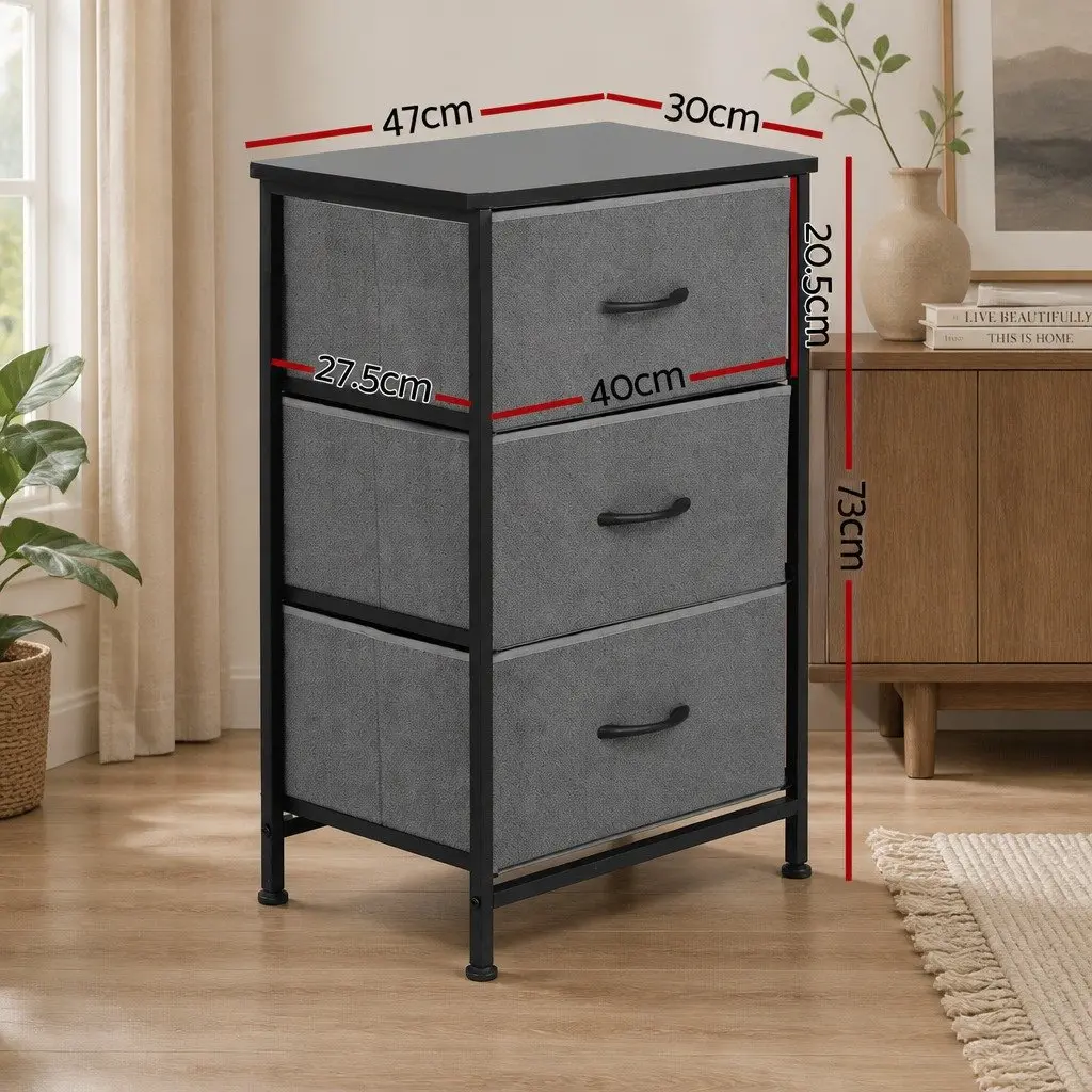 Chest of Drawers Bedroom 3 Storage Drawer Organizer 47cm x 30cm x 73cm