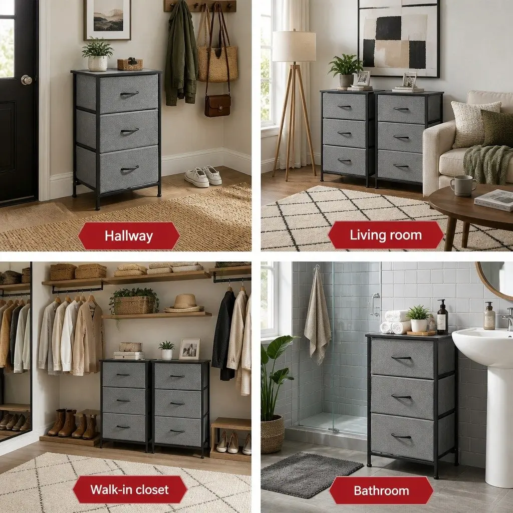 Chest of Drawers Bedroom 3 Storage Drawer Organizer 47cm x 30cm x 73cm