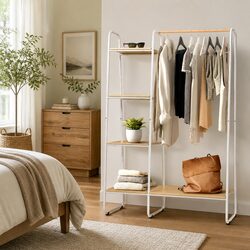 Clothes Rack Specifications: 150cm White Metal Storage