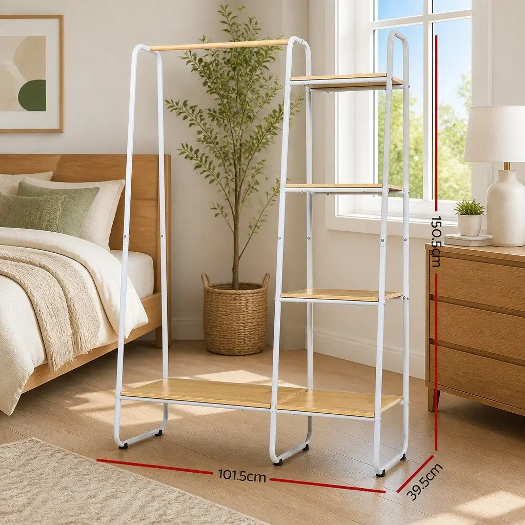 Clothes Rack Airer Coat Stand 150cm White Metal Storage Shelving Wardrobe Hanger
