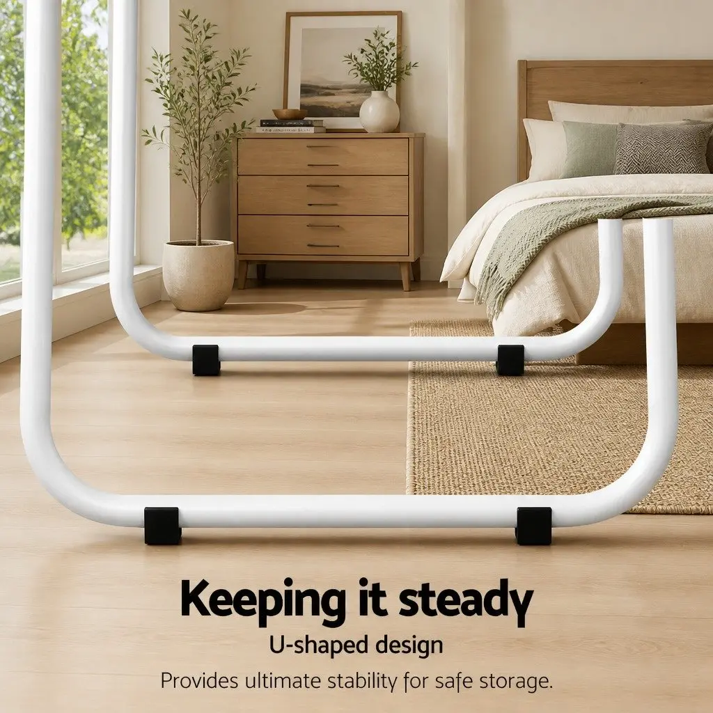 Clothes Rack Airer Coat Stand 150cm White Metal Storage Shelving Wardrobe Hanger