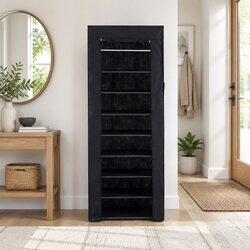 10 Tier Shoe Rack: 60cm x 30cm x 160cm, Black Frame