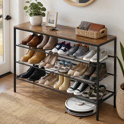 4-Tier Shoe Rack Dimensions: 100cm W x 30cm D x 75cm H
