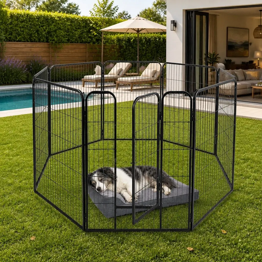 8 Panel Pet Playpen Dog Exercise Pen Puppy Enclosure Portable Foldable Camping
