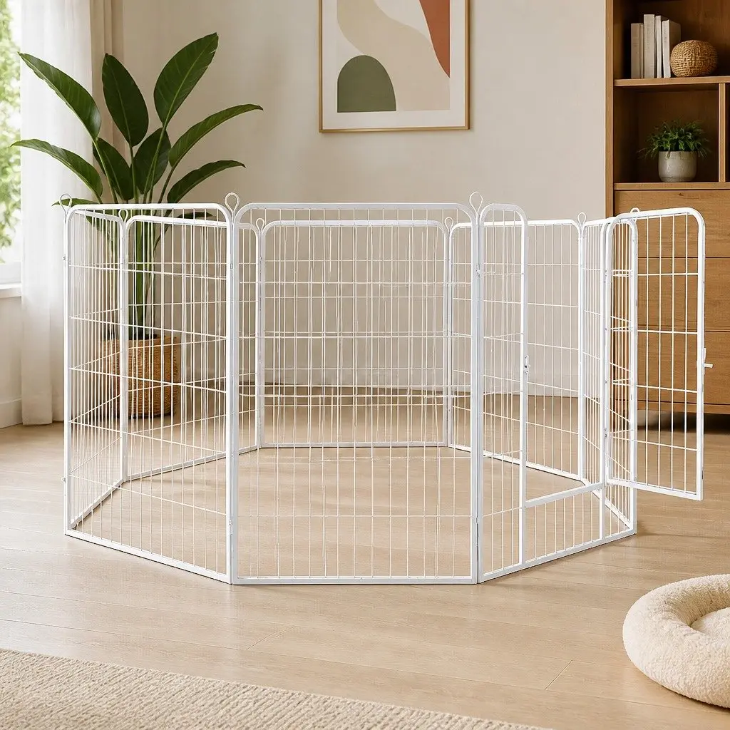 Pet Playpen Indoor Outdoor 8 Panel Foldable Portable Enclosure