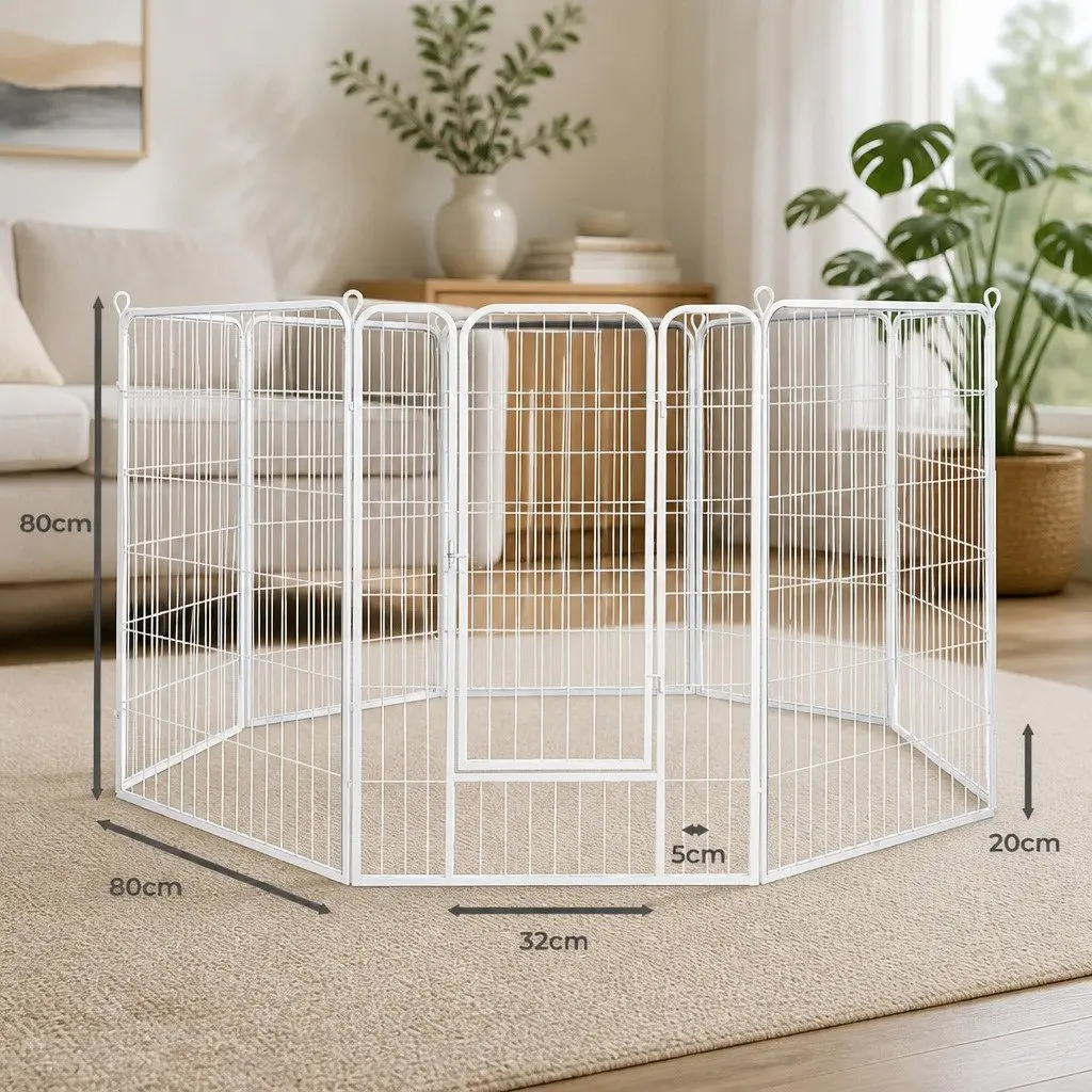 Pet Playpen Indoor Outdoor 8 Panel Foldable Portable Enclosure