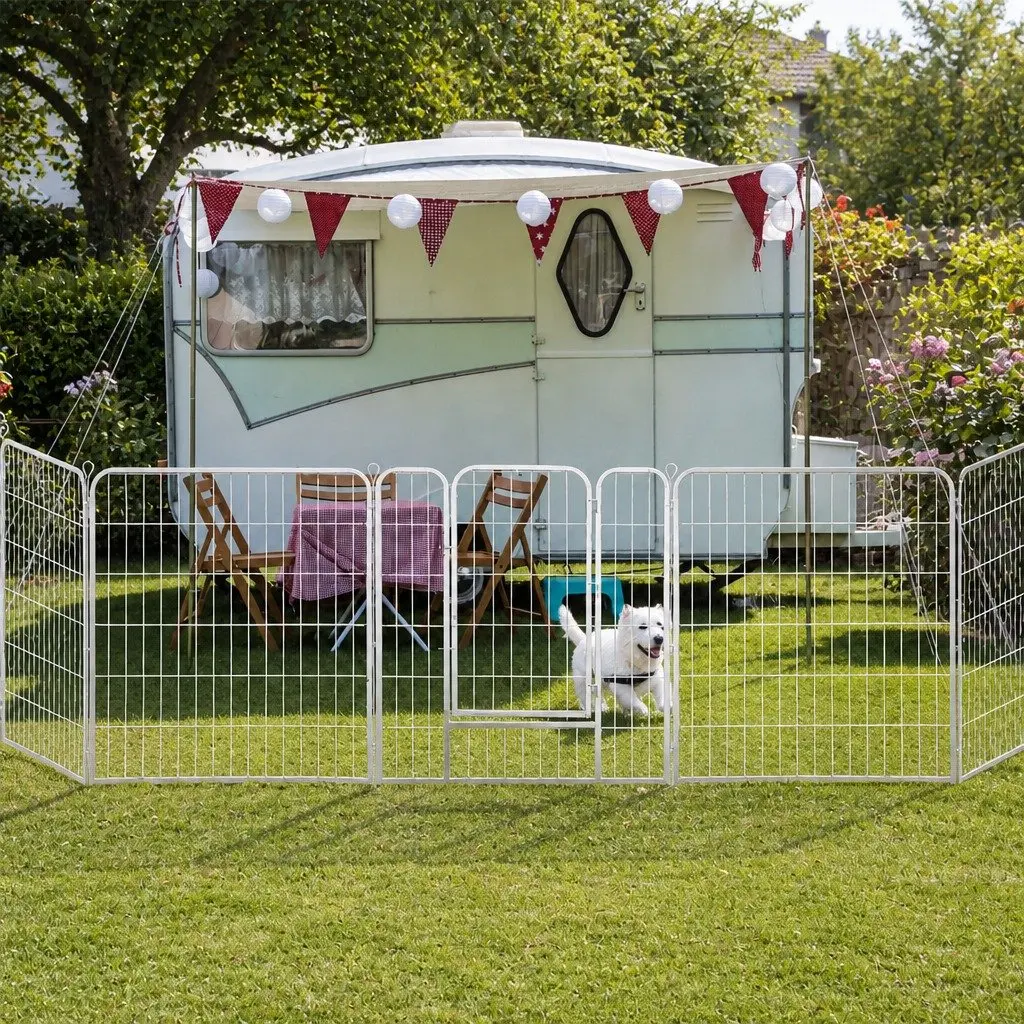 Pet Playpen Indoor Outdoor 8 Panel Foldable Portable Enclosure