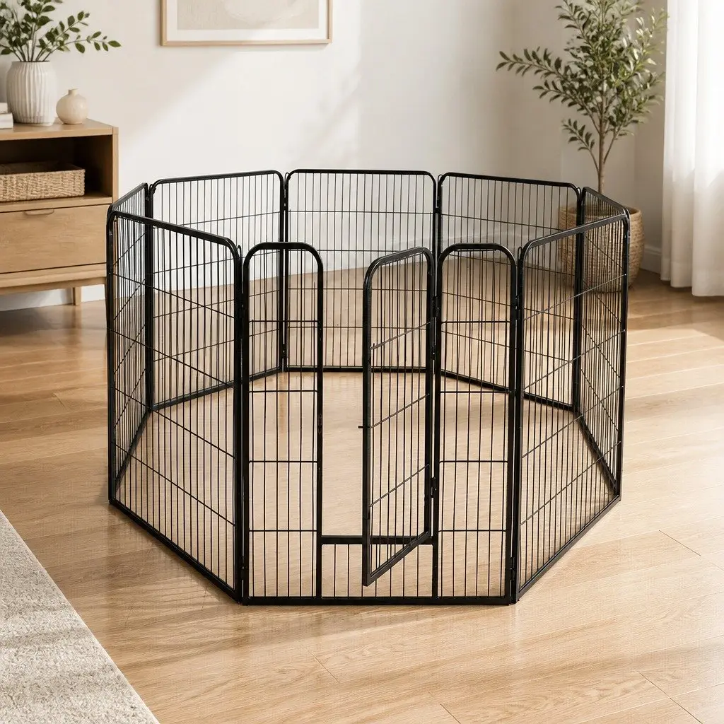 8 Panel Foldable Pet Playpen with Steel Construction