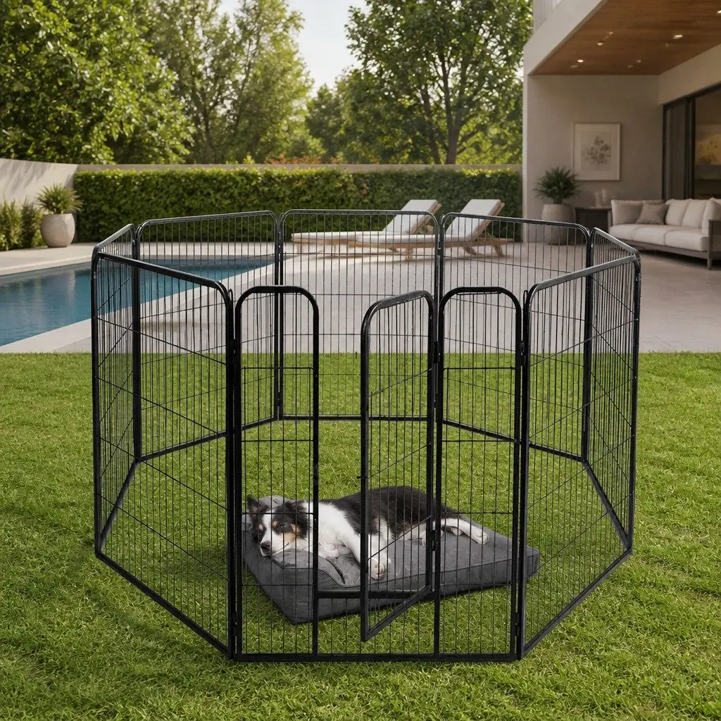 8 Panel Foldable Pet Playpen with Steel Construction