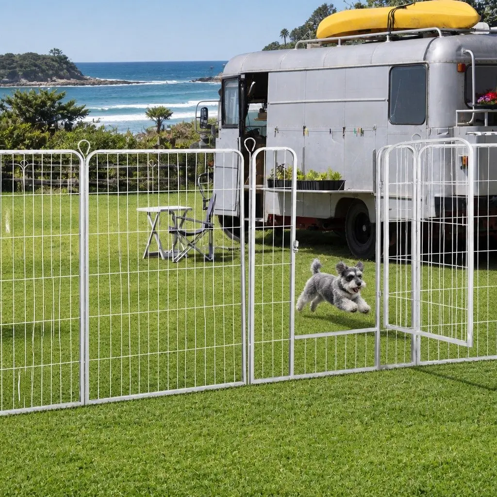 Pet Playpen 8 Panel Portable Exercise Pen for Dogs Puppies Cats Indoor Outdoor Use 80cm x 100cm