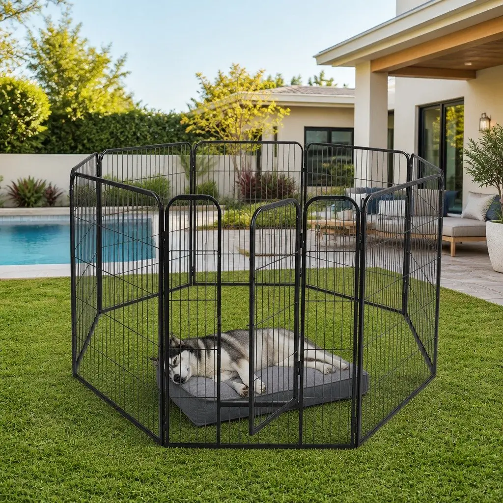 8 Panel Pet Playpen Dog Exercise Pen Puppy Enclosure Portable Foldable Gate