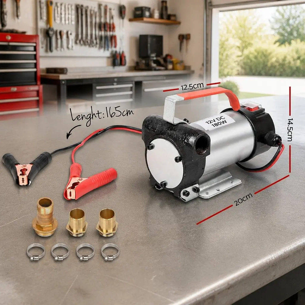12V Diesel Oil Transfer Pump Electric Fuel Bowser Auto Extractor 40L/Min