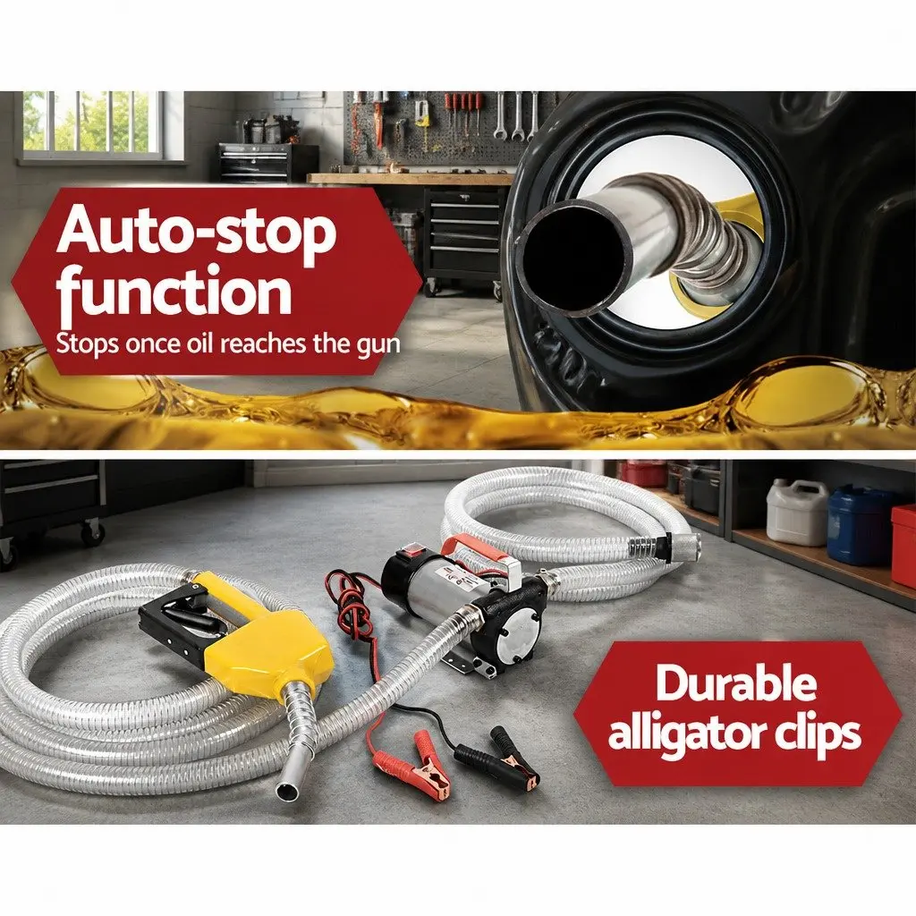 12V Diesel Oil Transfer Pump Electric Fuel Bowser Auto Extractor 40L/Min