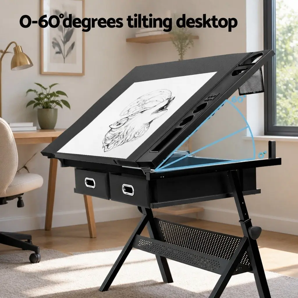 Drawing Desk and Stool Set for Drafting
