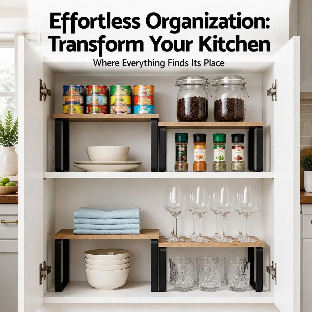 Kitchen Storage Shelves Rack Organiser Set of 2 Pine Wood Metal for Kitchen Office Dressing Room Bathroom