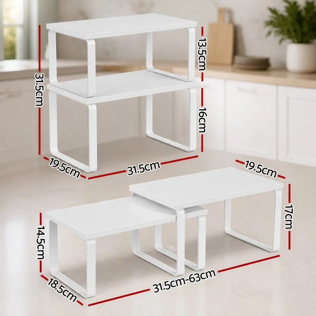 Kitchen Storage Shelves Rack Organiser Set of 2 White 31.5 x 18.5 x 14.7 cm