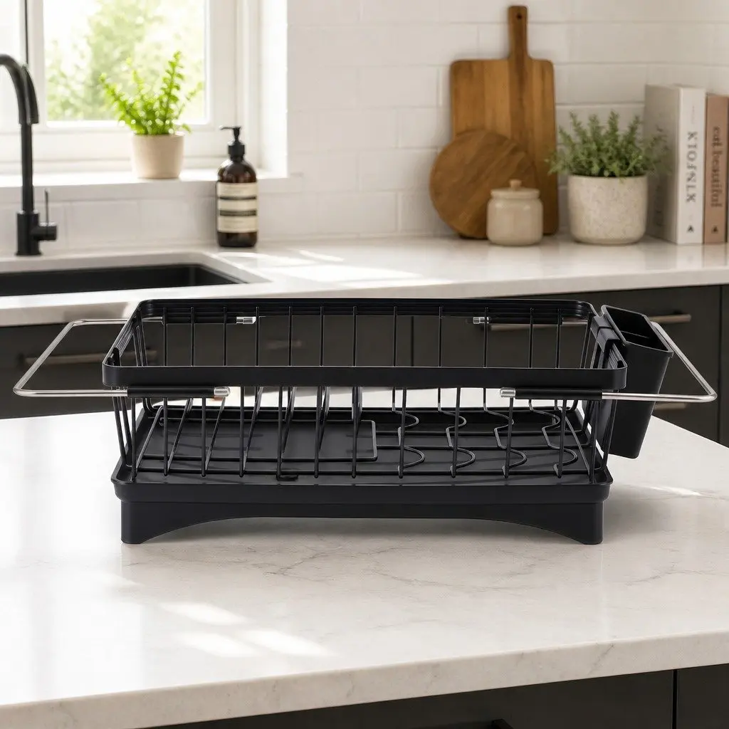 Dish Drying Rack Kitchen Sink Organiser Black Countertop Over Sink
