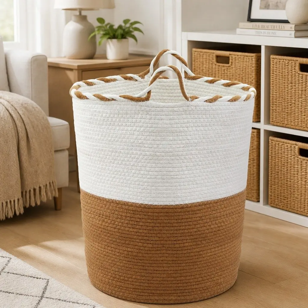 Woven Laundry Basket for Home 47L