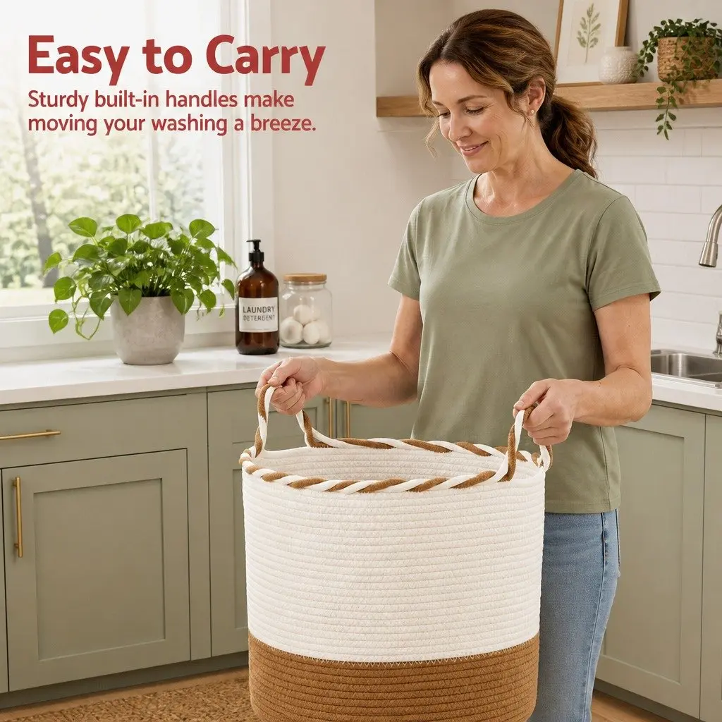 Woven Laundry Basket for Home 47L