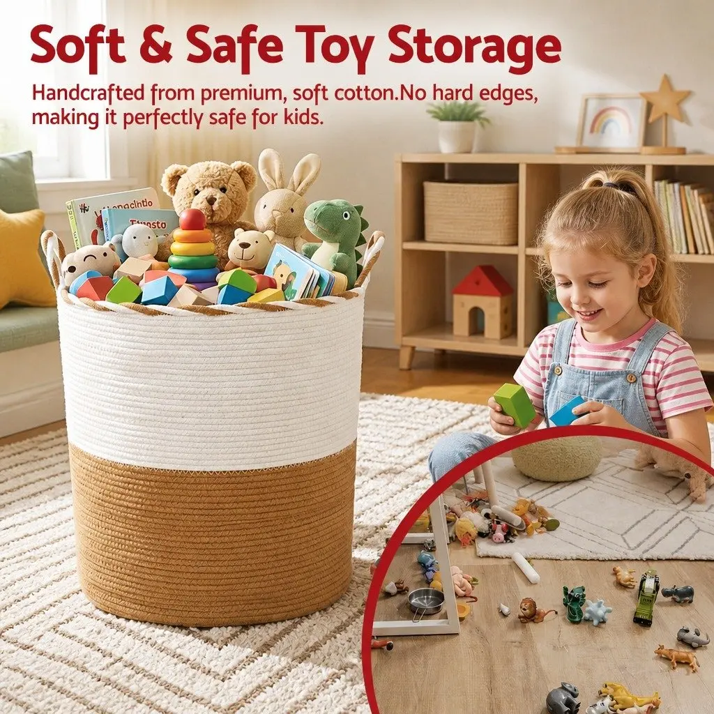 Woven Laundry Basket for Home 47L