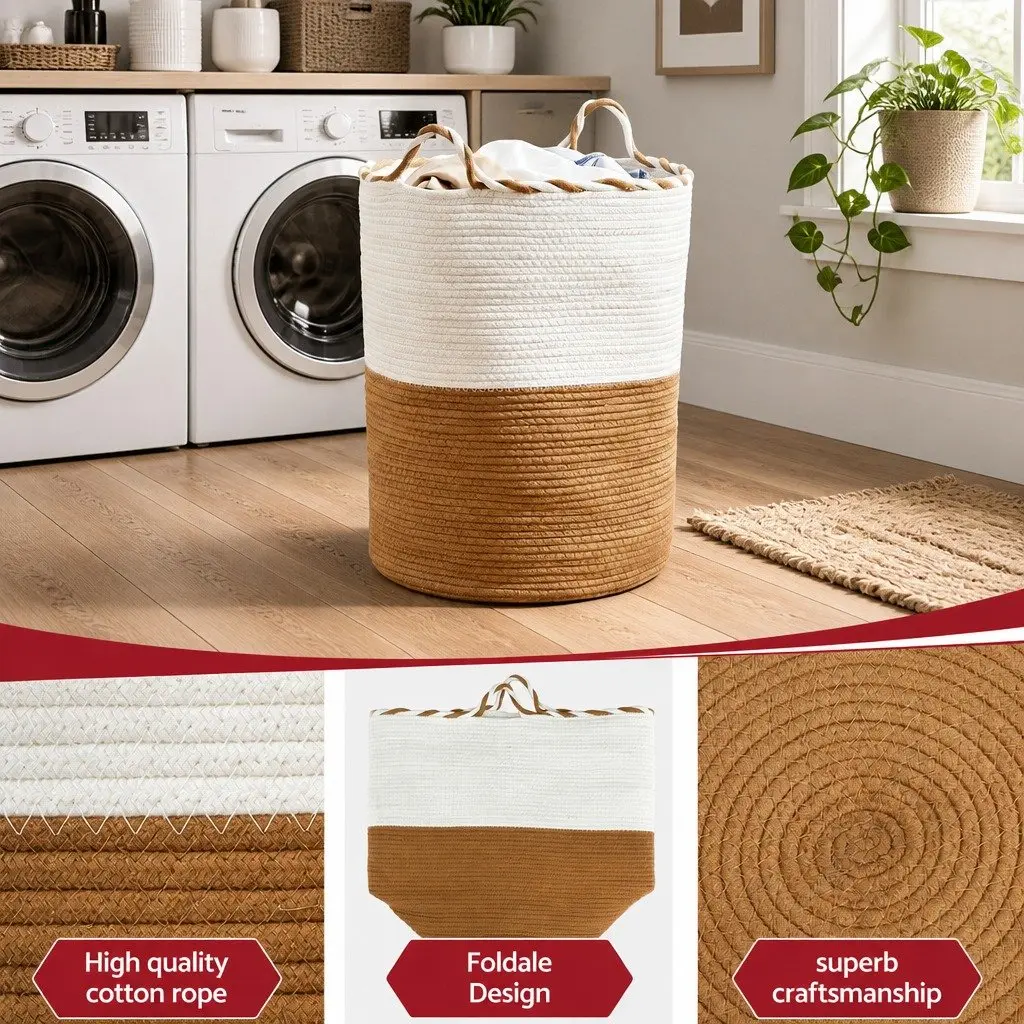 Woven Laundry Basket for Home 47L
