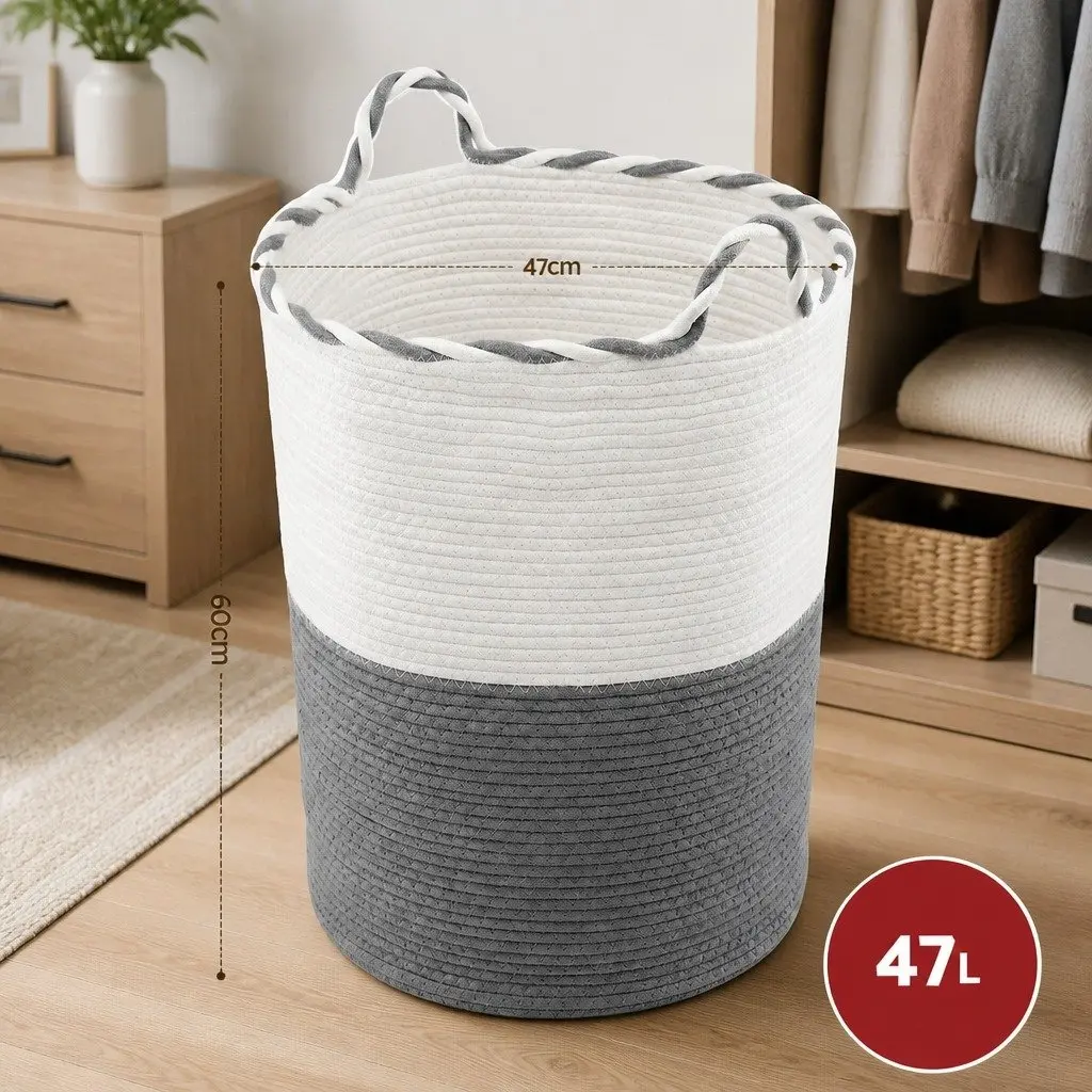 Woven Laundry Basket for Home 47L