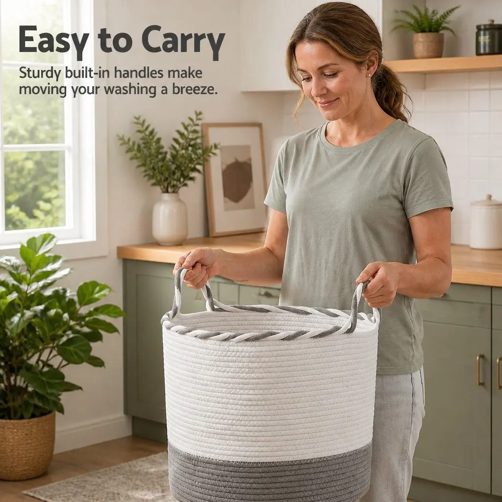 Woven Laundry Basket for Home 47L