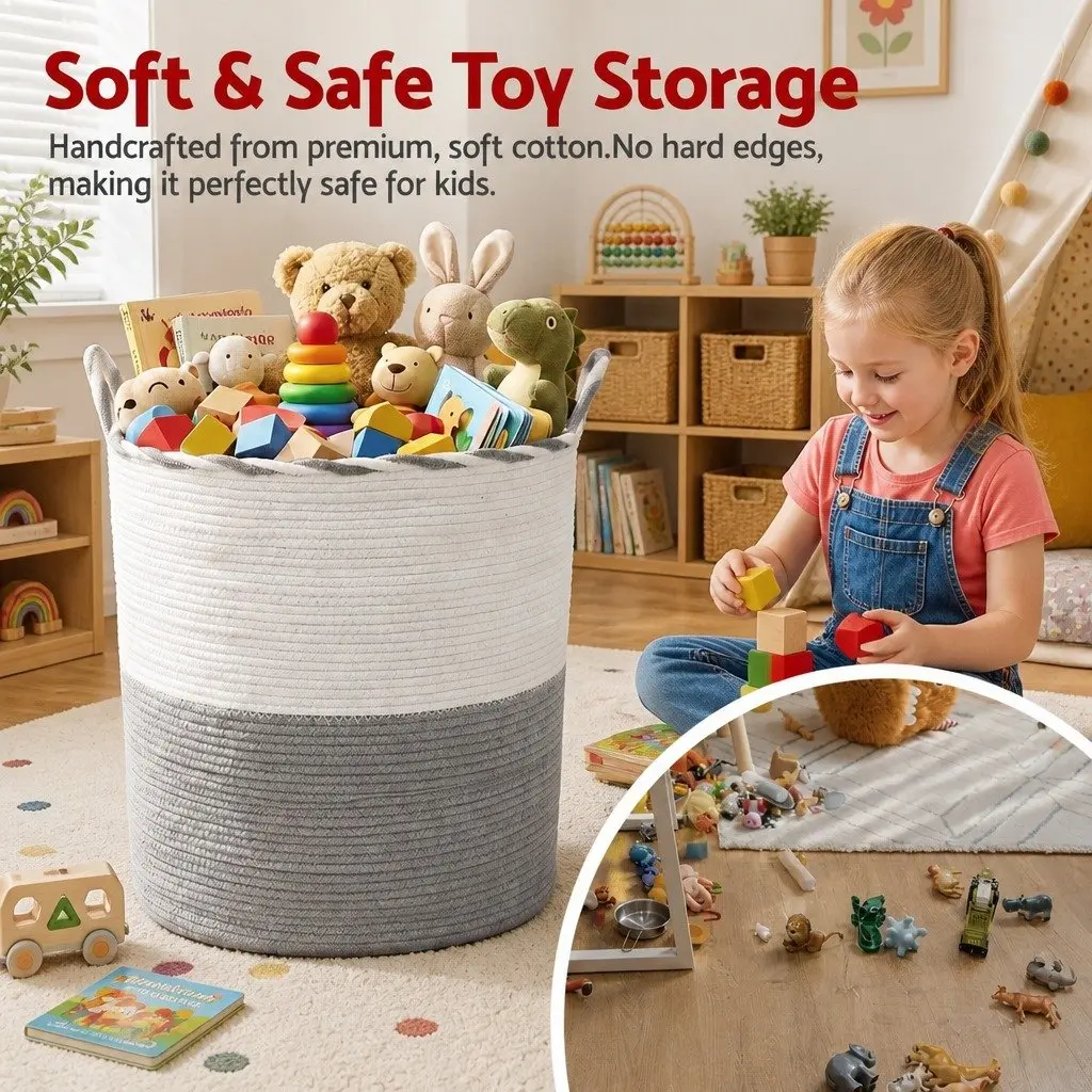 Woven Laundry Basket for Home 47L