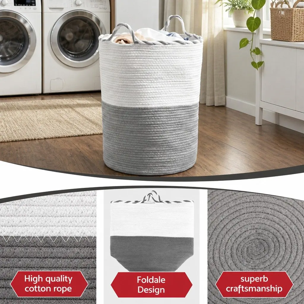Woven Laundry Basket for Home 47L