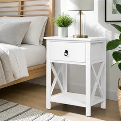 Specifications for White Rustic Nightstand with Drawer