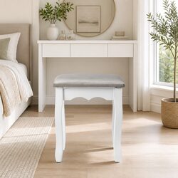 Dressing Table Stool Specifications: Velvet, Grey, 37cm W