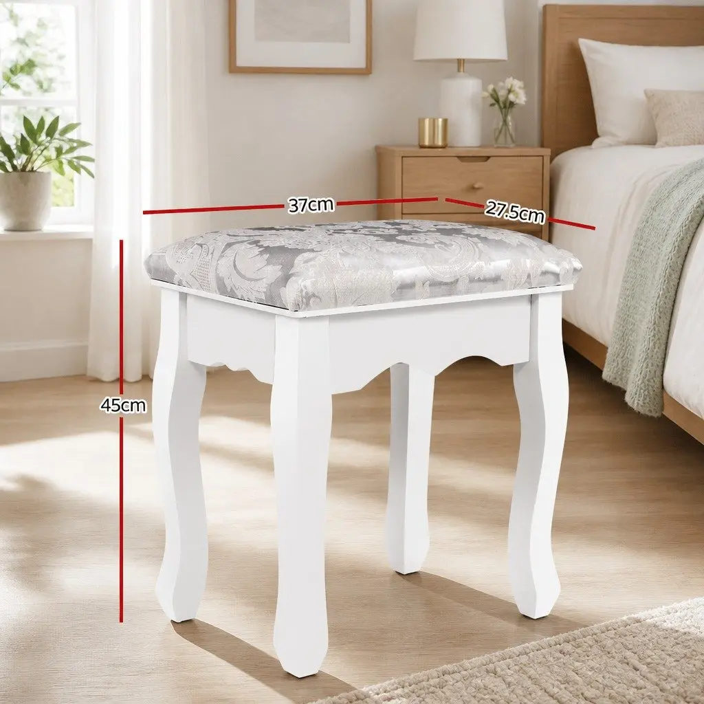 Dressing Stool Bedroom White Velvet 37cm W x 27.5cm D x 45cm H